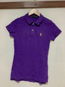 へ1165 RALPH LAUREN ラルフローレン スキニーポロ 半袖ポロシャツ XS レディース パープル 紫 鹿の子