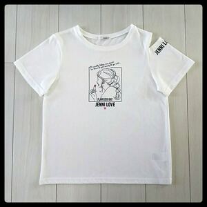 美品★JENNI love★ジェニィラブ★韓国風プリント半袖Tシャツ ロゴ★160 ホワイト 白★送料185円 ティーンズ 中学生