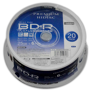 10個セット HIDISC BD-R 1回録画 6倍速 25GB 20枚 スピンドルケース HDVBR25RP20SPX10 /l