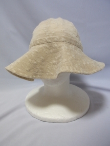 ●帽子●日本製■ツバ広帽子リボン付き■薄ベージュ