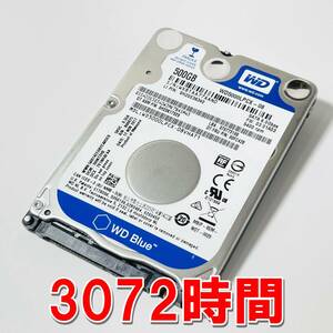 【HDD 500GB】WD Blue 2.5インチ 7ｍｍ ハードディスク 使用時間3072時間　[AAN0500HD032]