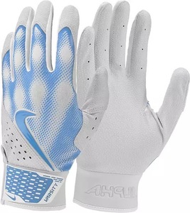 【US仕様 サイズL】ナイキ 野球 バッティング グローブ Nike Alpha Varsity Batting Gloves 両手組 手袋 バッテ ホワイト 水色