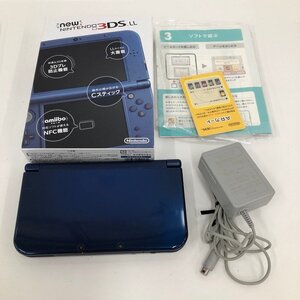 Nintendo ニンテンドー New 3DS LL 本体 RED-001 メタリックブルー 充電器 箱付き 通電○【DAAI0019】