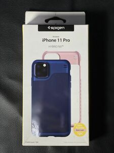 値下げ【新品】SPIGEN iPhone11Pro ケース Hybrid NX ネイビーブルー おまけフレーム付き 077CS27098