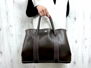 極美品 HERMES エルメス アマゾニア ガーデンパーティ PM トートバッグ ハンドバッグ バッグ レザー A4収納可 メンズ 77585Y