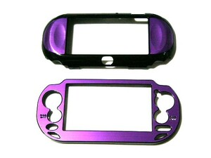 PSVITA用保護プラスチックxアルミニウム収納ケースカバー新品紫 PSVITA1000用