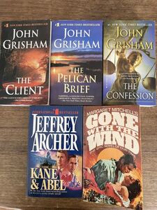 洋書ペーパーバック　5冊　Kane&Abel Gone with the Wind The Client Pelican Brief Confession John Grisham 風と共に去りぬ　英語本