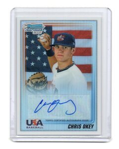 2010 Bowman Chrome [CHRIS OKEY] USA Baseball 1st Bowman Auto(直筆サイン入りリフラクター)Refractor Card