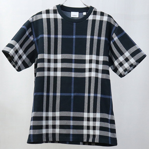 中古良品バーバリーBURBERRY チェック コットン Tシャツ #S コットン 8070668 ネイビー系　 ランク：A us-2 メンズ