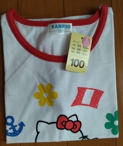 レトロ　サンリオ　ハローキティ　クマ　プリント　Tシャツ　ノースリーブ　100サイズ　キッズ　子供　1993年製　日本製　タグ付き