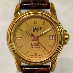 〇D205-H32-250◎ TISSOT ティソ SEASTAR シースター A630/730K 自動巻き 25石 デイト ゴールド文字盤 ラウンド レディース 腕時計 稼動 ⑩