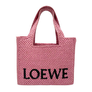 ロエベ LOEWE ハンドバッグ ショルダーバッグ フォントトート ラフィア ピンク z2910