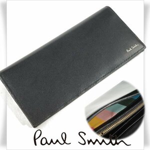 新品1円～★ポールスミス Paul Smith 牛革 レザー 二つ折り長財布 ロングウォレット ブラック シティエンボス 黒 正規店本物◆3511◆