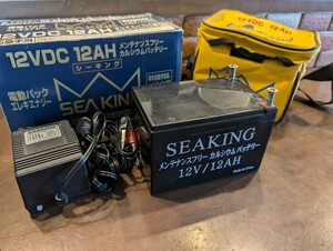 ト前 マグロ☆★ ウッドマン SEA KING 電動パック エレキエナジー 12VDC 12AH シーキング 充電器 バッテリー ケース セット 電動リール ★ 