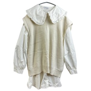 A931■美品■OLIVE des OLIVE オリーブ・デ・オリーブ■ニットベスト　ティアードワンピース　シャツワンピース■レイヤード　フリーサイズ