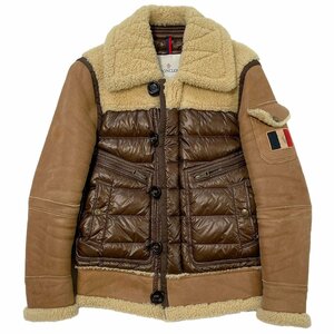 ★Z1554 超美品!! モンクレール DELACROIX ドラクロア ムートン×レザーｘナイロン ダウンジャケット サイズ0 2012-13AW MONCLER メンズ★