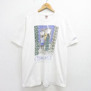 XL/古着 フルーツオブザルーム 半袖 ビンテージ Tシャツ メンズ 90s クロップウォーク コットン クルーネック 白 ホワイト 24jul24 中古