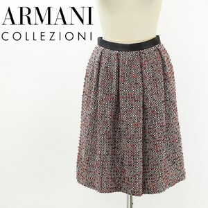 国内正規品◆ARMANI COLLEZIONI アルマーニ コレッツォーニ ツイード ウール タック スカート 36