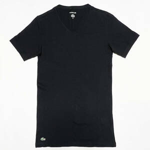 ■LACOSTE/ラコステ・アンダーウエアー/コットン無地VネックTシャツ・ブラックS新品■