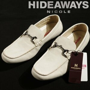 新品1円～★定価1.5万 ハイダウェイ ニコル HIDEAWAYS NICOLE メンズ ドライビングビットシューズ 25.5cm オフホワイト ◆4833◆