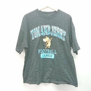 ◇ grove グローブ ×トムとジェリー クルーネック プリント 半袖 Tシャツ サイズL ブラック レディース E