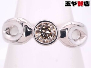 ポーラ 美品 ブラウンダイヤ 0.17ct デザイン リング 13号 750 K18WG ホワイトゴールド