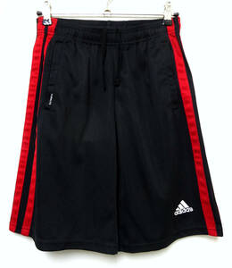 ★adidas Climalite アディダス クライマライト / サッカーパンツ・ジャージ・ショートハーフパンツ・トレーニングパンツ・黒・150 / USED