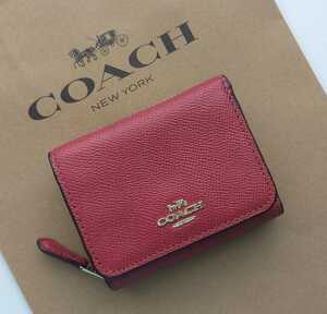 【新品】coach コーチ 三つ折り財布 レッド