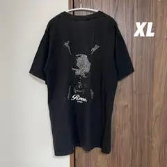 古着 ROEN UOMO ロエン スカル ラインストーン Tシャツ 黒 XL