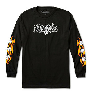 PRIMITIVE SKATEBOARDING (プリミティブ) ロンT ロングTシャツ 長袖 Hot Dice L/S Tee Black ブラック (L) スケボー SKATE SK8