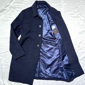 極上カシミヤ混!!!! UNITED ARROWS【洒落た1着】ユナイテッドアローズ ステンカラーコート アウター 切りっぱなし M ウール ネイビー A30