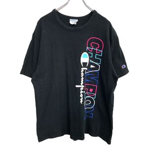 Champion 半袖 プリント Tシャツ XLサイズ チャンピオン 刺繍 ブラック コットン 古着卸 アメリカ仕入 t2408-3485