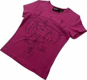 Harley Davidson ☆ モトクロス かすれプリント◎ 半袖 Tシャツ ピンク レディース タイト S 春夏 バイカー ハーレーダビッドソン■S2069