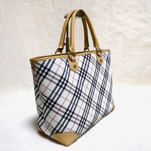 【美品】BURBERRY BLUE LABEL　バーバリーブルーレーベル ハンドバッグ トートバッグ 肩掛け ノバチェック 三陽商会 日本製 A4収納可能