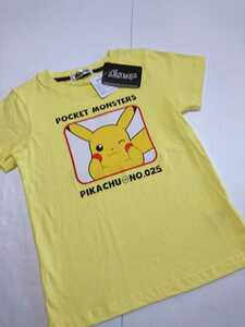 新品 未使用 ポケットモンスター 130 半袖 Tシャツ ポケモン ピカチュウ ワッペン カットソー 男の子 即決 送料無料 コットン