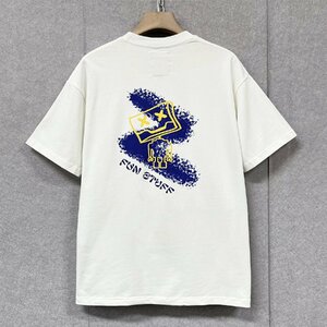 上級・半袖Tシャツ 定価2万◆Emmauela・イタリア・ミラノ発◆上品 吸汗 快適 ロボット 遊び心 手描き風 トップス カジュアル XL/50サイズ