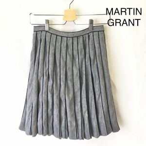 MARTIN GRANT 麻 綿 プリーツ スカート SHIPS フランス リネン コットン マーティングラント ラグジュアリー
