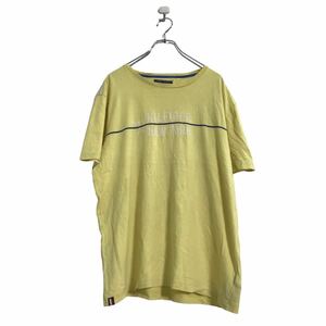 TOMMY HILFIGER 半袖 プリント Tシャツ XL イエロー ネイビー トミーヒルフィガー 古着卸 アメリカ仕入 a507-6546