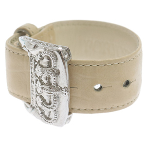 ジャスティンデイヴィス FOR JUSTIN LEATHER BANGLE フォージャスティン レザー バングル ブレスレット ホワイト/ベージュ/シルバー BBB012