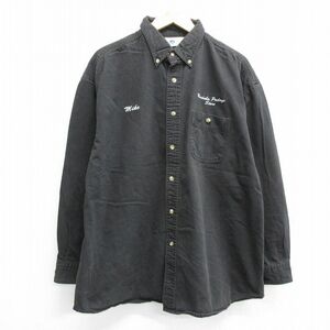 XL/古着 リー Lee 長袖 シャツ メンズ 00s nashoba 大きいサイズ コットン ボタンダウン 黒 ブラック デニム 24sep03 中古 トップス