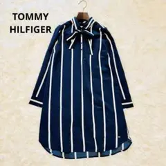 TOMMY HILFIGER トミーヒルフィガー シャツワンピース ネイビー L