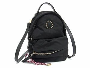 1円 ■美品■ MONCLER モンクレール ナイロン×レザー ミニリュックサック バックパック レディース ブラック系 BK3568