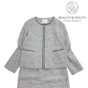 11T345☆ BEAUTY&YOUTH UNITED ARROWS ユナイテッドアローズ ツイード ジャケット スカート セットアップ フォーマル 入学式 レディース M