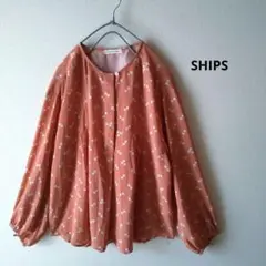 【美品】SHIPS ブラウス 総柄 ドット 比翼 タック ゆったり