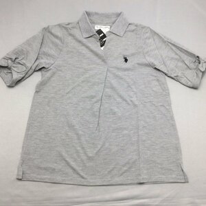 【送料無料】【新品】US.POLO.ASSN　レディース五分袖スキッパーポロシャツ＜カットソー＞（吸水速乾 UVカット）　M　　モクグレー★22101