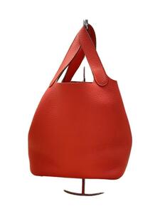 HERMES◆ピコタンロックPM/□P刻印/ハンドバッグ/レザー/RED