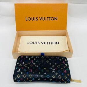 【極美品】LOUIS VUITTON ルイヴィトン モノグラム ジッピーウォレット マルチカラー パープル 長財布 ラウンドファスナー ヴェルティカル