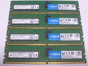 メモリ サーバーパソコン用 Crucial Micron DDR4-2400 (PC4-19200) ECC Registered 16GBx4枚 合計64GB 起動確認済です①