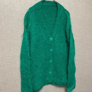 レア スペシャル 70s 80s モヘア mohair ウール ニット セーター カーディガン 毛足長 USA ビンテージ ヴィンテージ アメリカ 古着 カラー