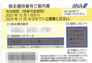 【番号通知】ANA株主優待券（2024年11月30日搭乗分まで)　1枚